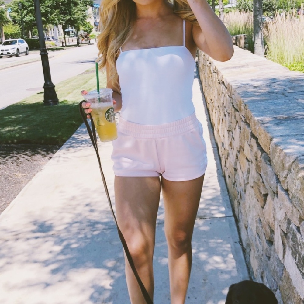 Light pink adidas shorts